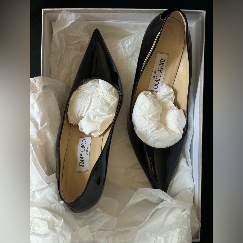 Jimmy Choo Patent Leather Pointed Toe Pumps - Picture 2 of 8